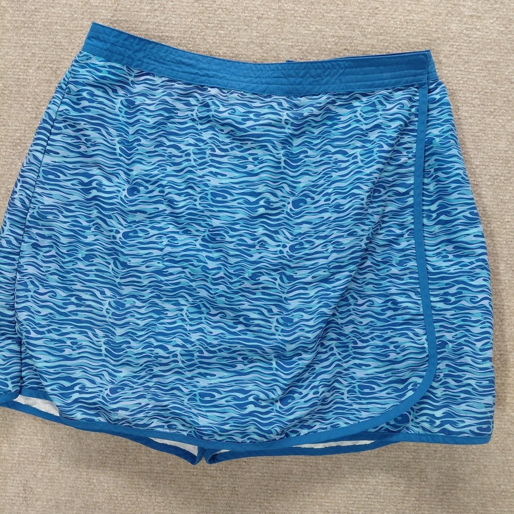 CATALINA Blue Purple‎ Geometric Wave Wrap Skort Modest Swim Skort MEDIUM Coastal